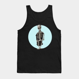 Halloween, Trick or Treat Mr. Bones Skeleton - Pale Blue and Black Tank Top